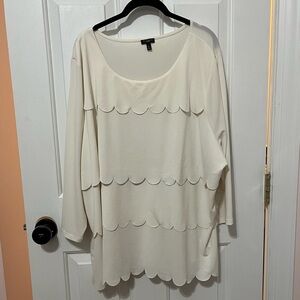 Talbots Cream Scalloped Women's Top